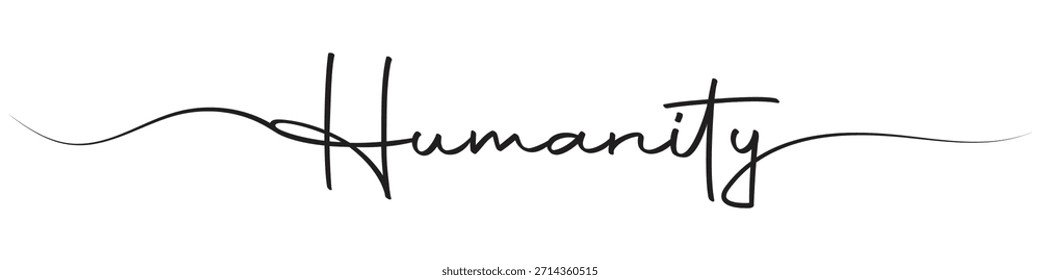 Texto de caligrafía manuscrita de la humanidad con estilo de línea elegante