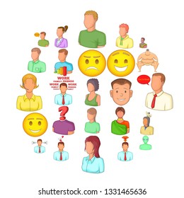 Humanity icons set. Cartoon set of 25 humanity vector icons for web isolated on white background