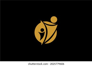 Humanity logo design. Teamwork abstract symbol. People care about vector icons.