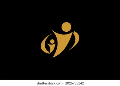 Humanity logo design. Teamwork abstract symbol. People care about vector icons.
