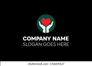Humanity logos. Heart icon vector isolated with hands. Health logo icon design. Love, heart, symbol and creative. Company logo. Branding icon. Trendy, flat, minimal, circle logo. Idea, concept logo.