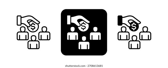 Humanity Solid color and black line drawing vector illustration set