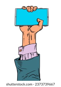 Humanitys dependence on technology and the Internet. An important component of the office is its local network. The human hand holds the phone vertically.