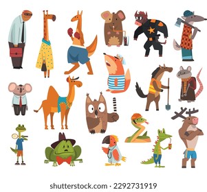 Humanized Animals of Different Professions with Big Vector Set