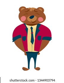 Humanized bear business animals character. 