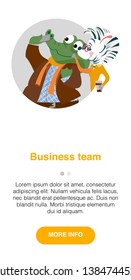  humanized business animals characters team work.   Banners for your web design in business style