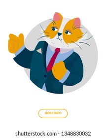 humanized cat businessman character 