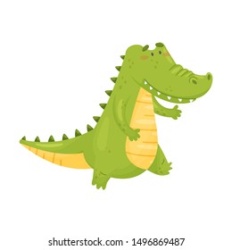 Humanized crocodile is coming. Vector illustration on a white background.
