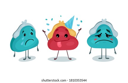 Humanized Wallet Character with Sad and Cheerful Face Expression Vector Set