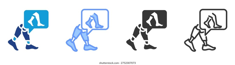 Humanlike Gait icon set multiple style collection