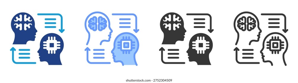 Humanlike Interaction icon set multiple style collection