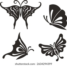 Human-made butterfly vector illustrations set in traditional Japanese line art style. Non-AI generated. Great for decorations, greeting cards, stickers, T-shirt designs, signs and logos.