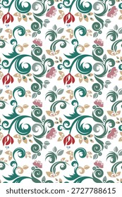 Série de papel de parede floral vetor sem emenda humana em estilo oriental. Fundo de casamento não AI, decorações de página, tecido, tapete e cachecol padrões. Motivos ornamentais florais árabes e turcos.