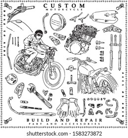 human,motorcycle,machine,gloves,part motorcycle, design vector illustration engine