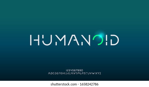 Humanoid, An Abstract Technology Futuristic Alphabet Font. Digital Space Typography Vector Illustration Design