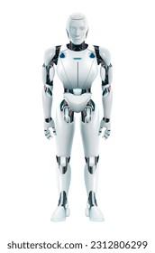 humanoid artificial intelligence robot 3d vector high quality white background, Realistic vector, Concept of robotization