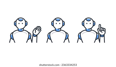 Humanoid artificial intelligence simple vector icon illustration set material