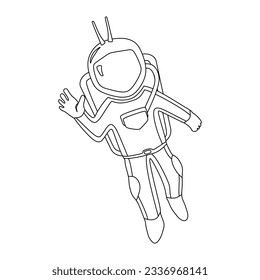 Humanoid astronaut robot in outline icon vector illustration with a cute, trendy, and unique flat cartoon design style. Perfect for various design elements.