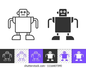 Humanoid black linear and silhouette icons. Thin line sign of character. Robot outline pictogram isolated on white, color, transparent background. Vector Icon shape. Humanoid simple symbol closeup