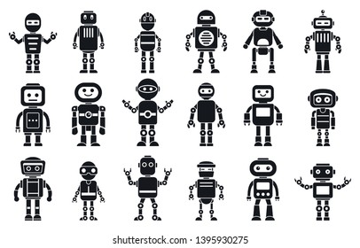 Humanoid character icons set. Simple set of humanoid character vector icons for web design on white background
