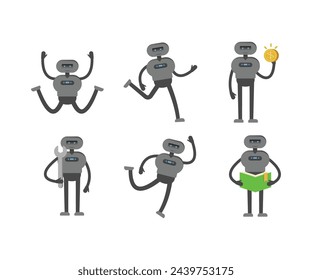 humanoid characters set in different poses vector illustration