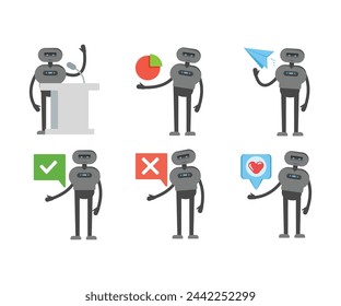 humanoid characters set in different poses vector illustration