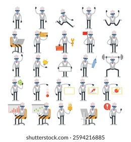 humanoid chef character in different poses set illustration