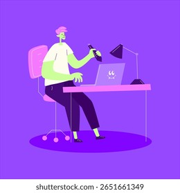 Humanoid Creative Designer Working on Digital Art
