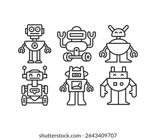 humanoid e conjunto de vetor de ícones robôs droid