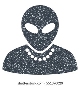 Humanoid grainy textured icon for overlay watermark stamps. Flat symbol with unclean texture. Dotted vector smooth blue ink rubber seal stamp with grunge design on a white background.