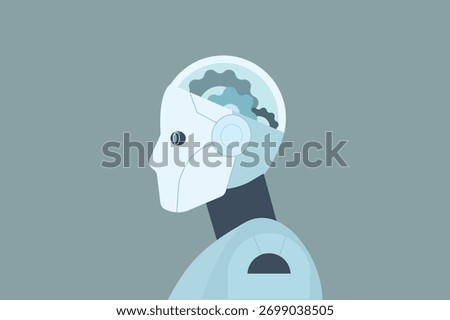 Humanoid head futuristic Ai artificial intelligence technology illustration