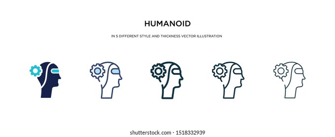 humanoid icon in different style and thickness vector illustration. Two colored and black humanoid vector icons in filled, outline, line, stroke style can be used for web, mobile, UI