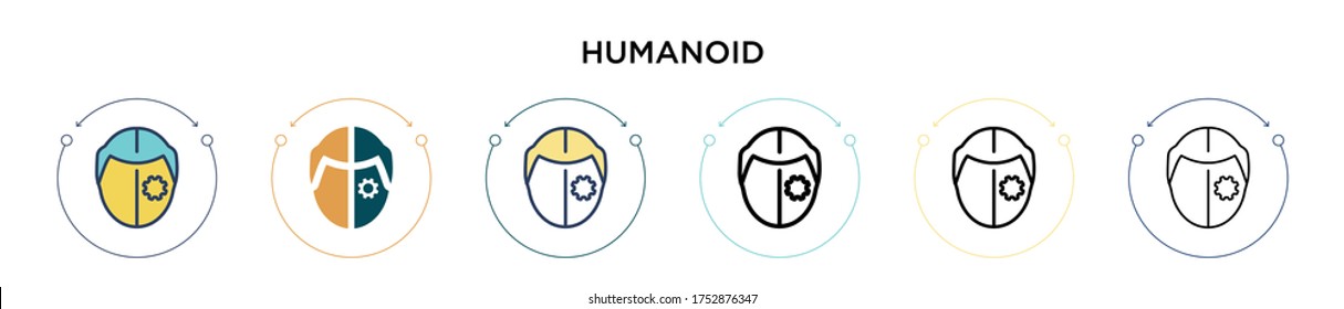 Humanoid icon in filled, thin line, outline and stroke style. Vector illustration of two colored and black humanoid vector icons designs can be used for mobile, ui, web