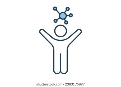 humanoid icon. people with network. icon related to affiliate intelligence, device, computer technology. flat line icon style. simple vector design editable