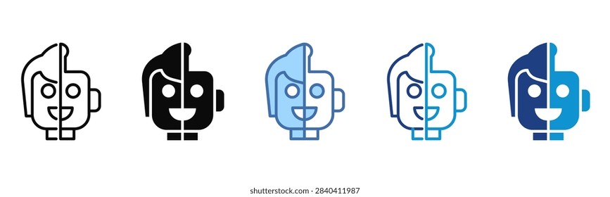 Humanoid icon set multiple style collection