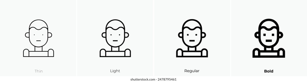humanoid icon. Thin, Light Regular And Bold style design isolated on white background