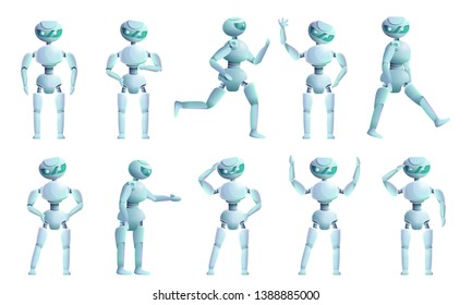 Humanoid icons set. Cartoon set of humanoid vector icons for web design