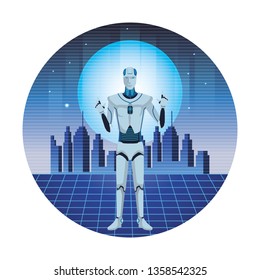 humanoid robot avatar round icon