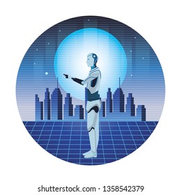 humanoid robot avatar round icon