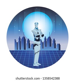 humanoid robot avatar round icon