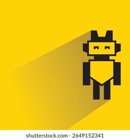 humanoid robot avatar with shadow on yellow background
