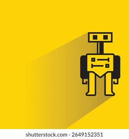 humanoid robot avatar with shadow on yellow background