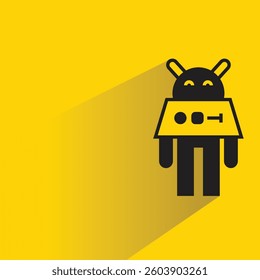 humanoid robot avatar with shadow yellow background