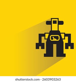 humanoid robot avatar with shadow yellow background