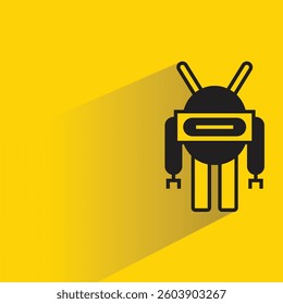 humanoid robot avatar with shadow yellow background