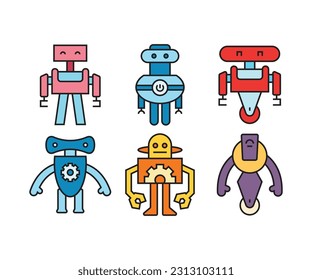 humanoid robot avatars set vector illustration