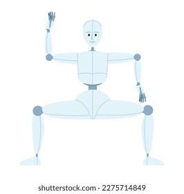 Humanoid robot break dance semi flat color vector character. Human-like movement. Editable full body figure on white. Simple cartoon style spot illustration for web graphic design and animation