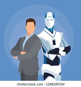 humanoid robot and businessman