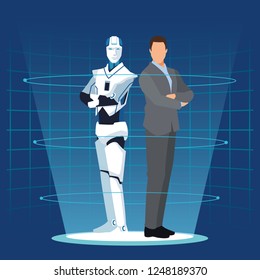 humanoid robot and businessman