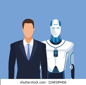 humanoid robot and businessman